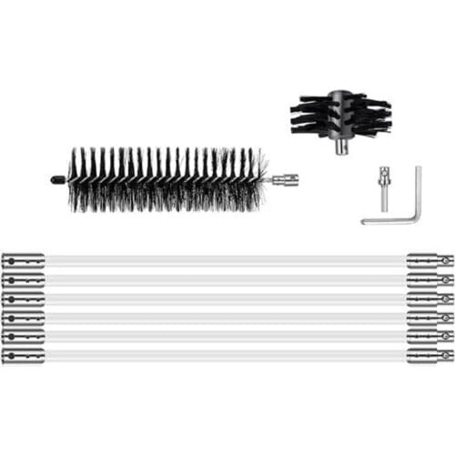 Chimney Cleaning Brush with 6Pcs Long Handle+Brush Head Rotary Inner Wall Fireplaces Cleaner Chimneys Accessories