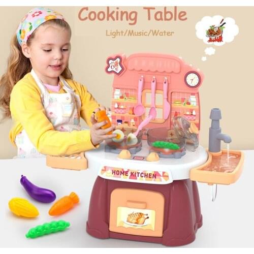Kids Kitchen Toys With Music Simulation Electric water outlet Cooking Educational Toys Kitchen Food Pretend Play Toys For Girls