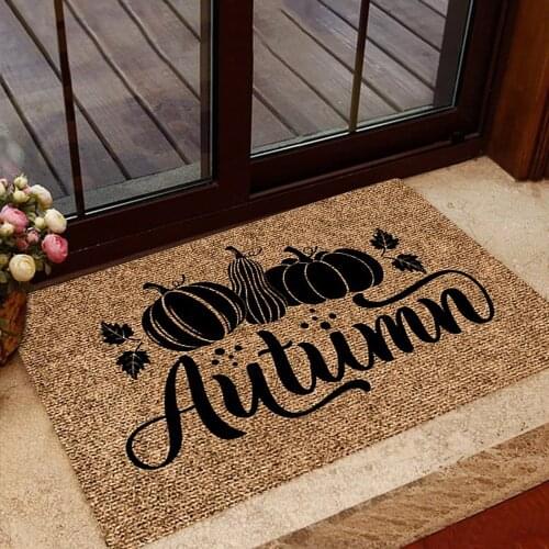 Home Decorative Front Door Mat Entrance Dwarf Print Doormat Thanksgiving Polyester Autumn Non-Slip Floor Mat Carpet Welcome Mats