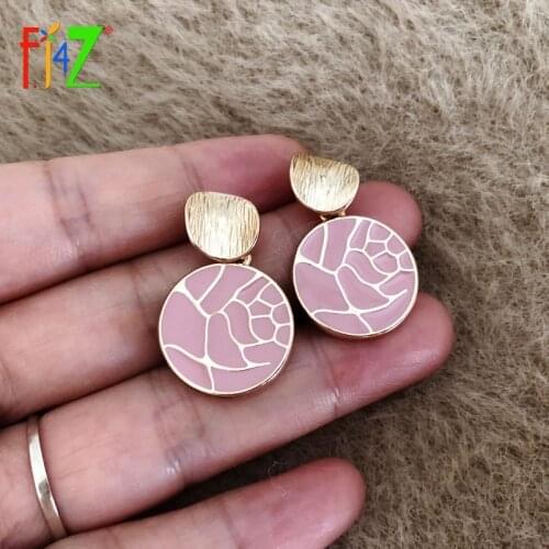F.J4Z New Designer Girls Earrings Fashion Lady Geometric Earrings Enamel Statement Jewelry Wholesale Gifts Dropship
