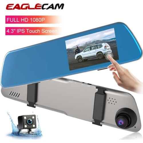 Full HD 1080P Car Dvr Camera Auto 4.3 Inch Rearview Mirror Digital Video Recorder Dvrs Dual Lens Registratory Camcorder