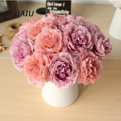 5 heads/ bunch Artificial Peony flowers Silk Flower bouquet DIY Bridal Home Wedding Party Birthday valentines day Floral Decor