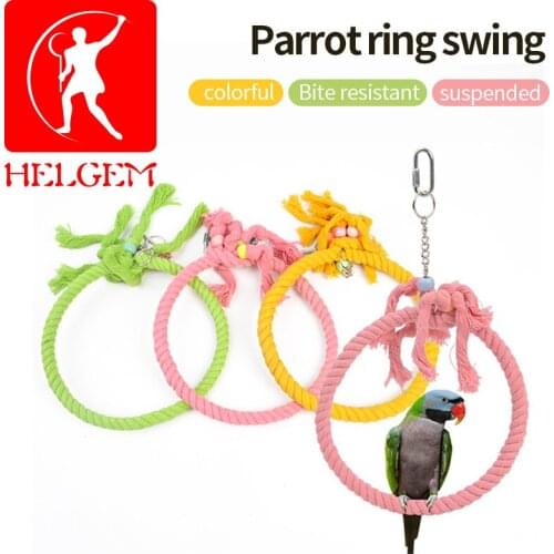 Swing Hanging Bird Toy Colorful Wooden Cage Parrot Ring Wing Parrot Realiable Circle Entertainment