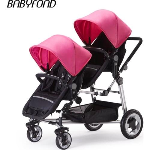 Kds Twin Baby Stroller High Landscape Two Baby trolley Hand Double Fold Front And Rear Can Lie Luxury Umbrella carts newborn