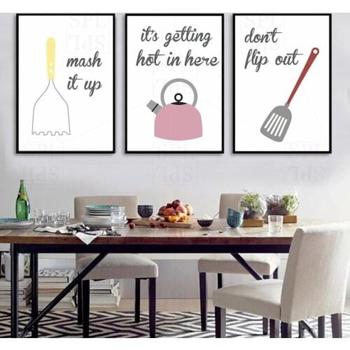 Kitchen Tools Canvas Painting Home Decor Minimalist Modern Text Posters and Prints Wall Pictures for Living Room Kettle Whisk