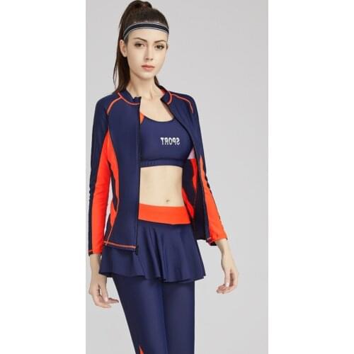 Professional Swimwear 3 pieces Swimsuit Women Zipper long sleeves Swimsuit Sport Bodysuit Beach Bathing Suit Swim
