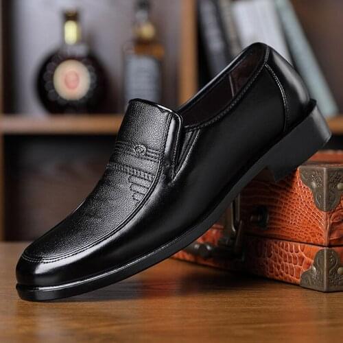 Mazefeng Men Leather Shoes Man Business Dress Classic Style Flats Brown Black Slip-on Pointed Toe Shoe for Men Oxford Shoes 2020