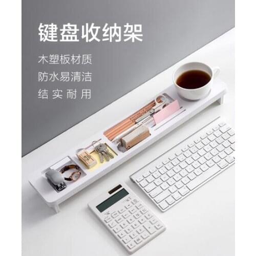 Desktop Organizer Wood Board Shelf Office Supplies Computer Keyboard Storage Rack Stationery Holder