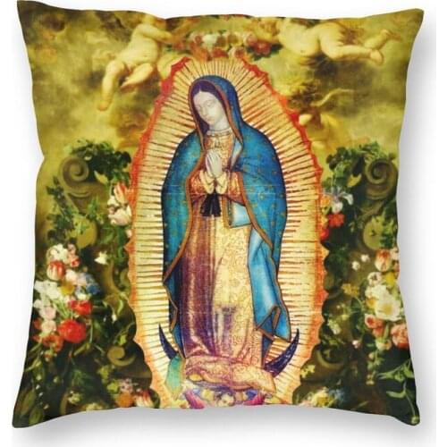 Our Lady Of Guadalupe Mexican Virgin Mary Cushion Covers Sofa Home Decorative Catholic Square Throw Pillow Case 40x40