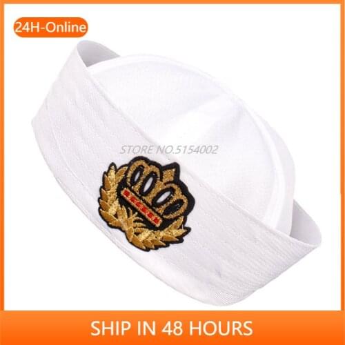 New Unisex Captain Sailor Hat Skipper Navy Marine Cap Cosplay Hat Yacht Cap Party Costume Accessory (Crown Label Adult Style)
