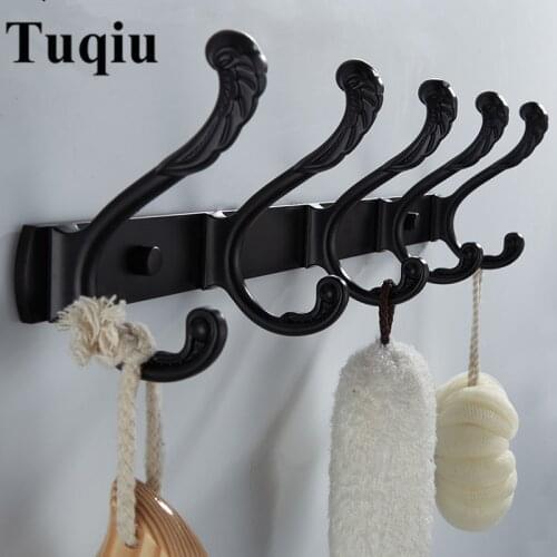 New Arrival Black/White 4-7 Towel Hooks Wall Mounted Robe Hooks,Aluminum Alloy Clothes Hook,Towel Holder,Bathroom hook