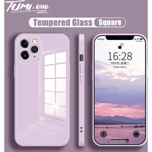 Original Liquid Silicone Tempered Glass Case For iPhone 12 11 Pro Max X XS Max XR SE 2020 7 8 Plus Hard Back Cover Protective