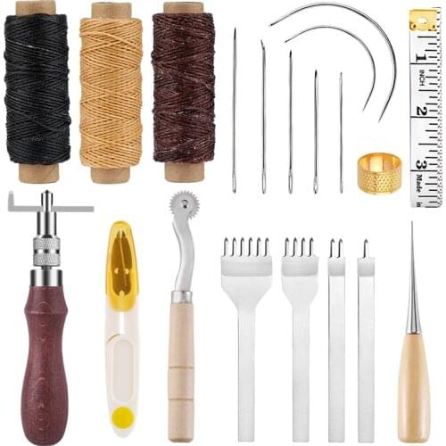 KAOBUY Professional Leather Repair Sewing Kit With Leather Needle Wax Threads DIY Handmade Leather Sewing Craft Working Tool