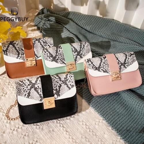 Simply Crossbody Bags Lady Chain Travel Small Handbags PU Leather Hit Colour Shoulder Messenger Bag for Women 2020