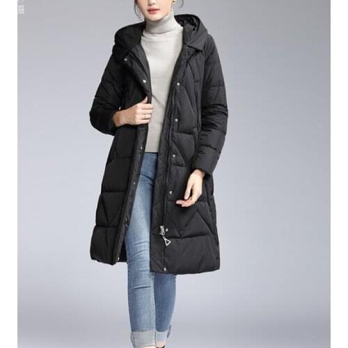 Mid-Length Women Thick Duck Down Coat Women Winter Down Jacket Hooded Winter Women Down Coat Any Size