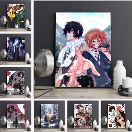 WTQ Bungo Stray Dogs Retro Poster Canvas Painting Japanese Anime Posters Wall Decor Poster Wall Art Picture Home Decor