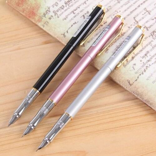 1pc Deli High Quality Metal Fountain Pen School Office Supplies Student Creative Stationery Business Writing Ink Elegant Pens