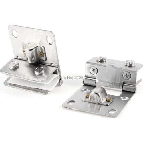 Silver Tone Stainless Steel 10mm Thickness Wall to Glass Hinges 2PCS