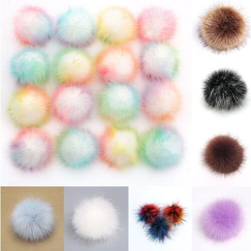 10cm Solid Color Faux Fox Fur Ball Pom Anti Press Pom Ball Women Children Winter Hat Cap Beanies Pompoms DIY Craft High Quality