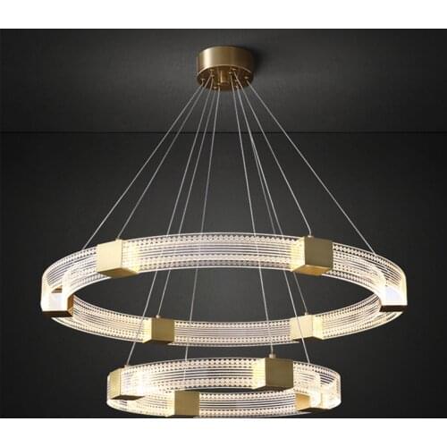 Modern LED Light Guide Ring Chandelier Lighting Double Layer Acrylic Luxurious Chandeliers for Living Room Hanging Lamps Lustre