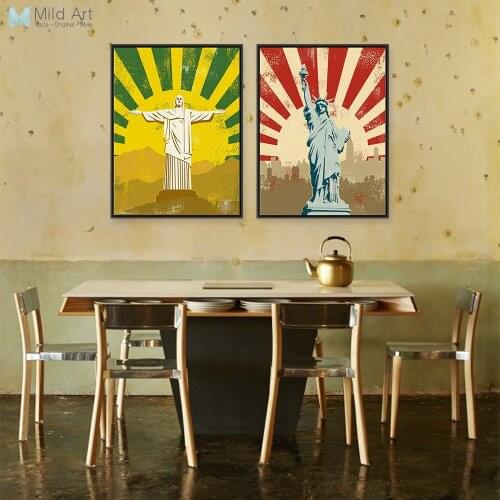 Jesus Christ Statue Liberty Modern Vintage Retro Hippie Hipster A4 Posters Prints Hotel Bar Canvas Painting Wall Art Decor Gifts