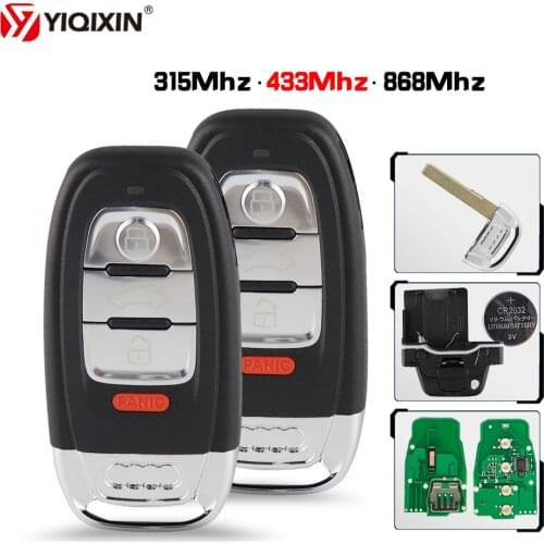 YIQIXIN 3 4 Button Smart Remote Car Key 315MHz/433Mhz/868Mhz For Audi Q5 A4L A5 A6 A7 A8 RS4 RS5 S4 S5 Keyless Entry Blade