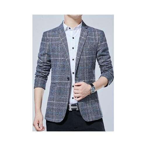 2020 Spring Autumn Luxury Plaid Casual Men Blazers New Fashion Brand High Quality Slim Fit Suit Chinese Jacket