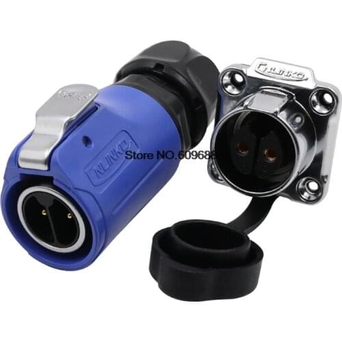 LP20 Waterproof Connector Aviation Circular Plug Socket 2 3 4 5 7-9 12 Pin with Barrier M20 Blue