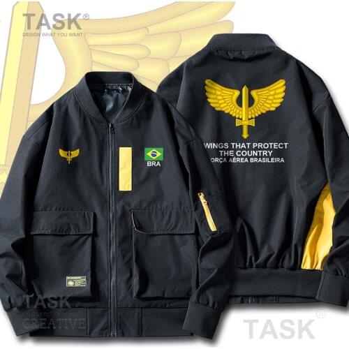 Military Army Jackets Air Force Brazil BRA BR Mens Bomber Zipper Jacket Hit Color Streetwear Baseball Jackets Spring and Autumn