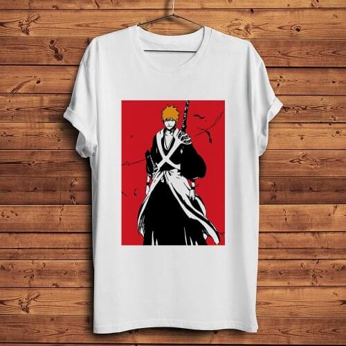 BLEACH Kurosaki ichigo funny anime tshirt men new white casual Tee homme JAPAN manga Otaku unisex streetwear t shirt