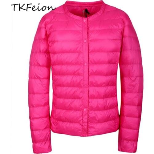 2020 Spring Summer Female Down Jacket Ultra Light Women Slim Windbreaker O-neck Collar Coat Lightweight Ladies Short Crop Parkas