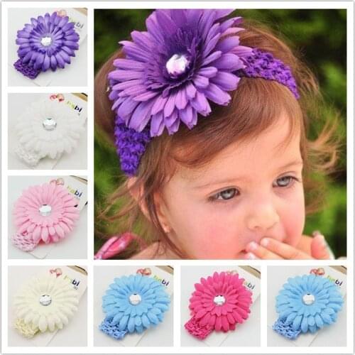 1 Piece MAYA STEPAN Baby Headband Ribbon floral Handmade DIY Infant Kids Hair Girl Newborn flower crystal Turban Elastic Toddler