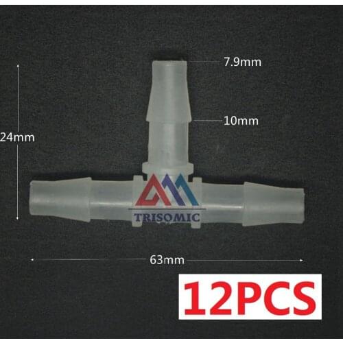 12 pieces 7.9mm T tpye equant Connector Equal Tube Joiner Material PP Plastic Fitting Fish Tank Airline Aquarium