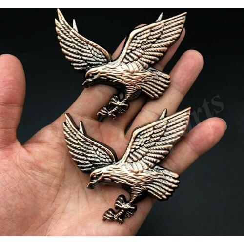 2pcs 3D Metal Eagle Hawk Logo Car Trunk Rear Fender Emblem Badge Decal Sticker