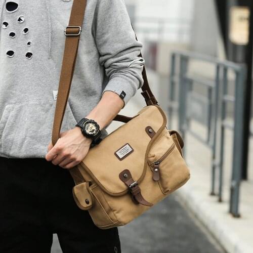 2019 Fashion Retro Men Messenger Bag Canvas Shoulder Casual Bags Printing Travel Handbag Mobile Phone Bag