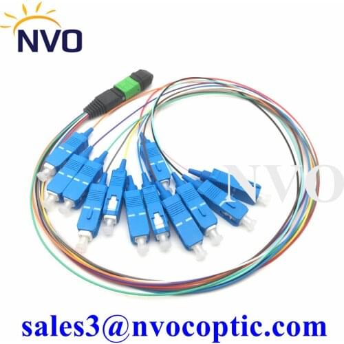 24cores Trunk Multicore Fibre Male Connector China Brand MPO Type B SC Breakout Cable SM 9/125 LSZH 50CM Optical Fiber Pigtail