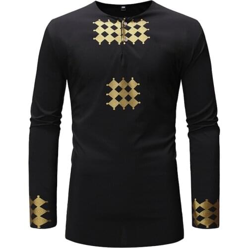 African Dashiki Print Dress Shirt Men 2020 Casual Brand African Clothes Slim Fit Long Sleeve Tribal Ethnic Shirt Male Chemise