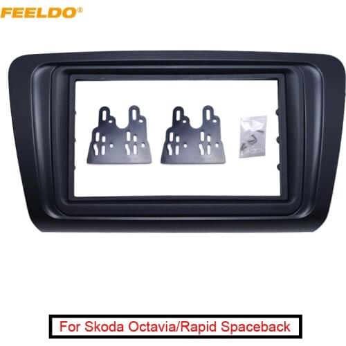 FEELDO Car 2DIN Radio Audio Fascia Frame Panel Dash Mount Kit Adapter With Inner Trim For Skoda Octavia (2014+)/Rapid Spaceback