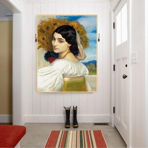 Citon Canvas Art Oil Painting Frederic Leighton《Pavonia, 1859》Artwork Poster Picture Modern Wall Decor Home Decoration
