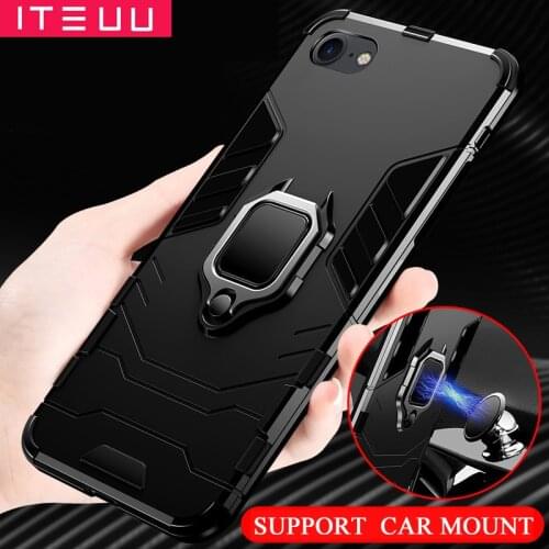 ITEUU Anti-knock Finger Ring Kickstand Armor Case for iPhone 7 8 Plus Cases Shockproof Back Cover for iPhone 7 8 7plus 8plus