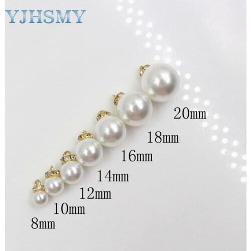 YJHSMY Button 10pcs/Lot Dia 8/10/12/14/16/18/20mm,Imitation pearls Rhinestones Button,garment accessories DIY materials,20179183