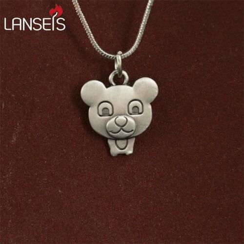 Lanseis 20pcs wholesale Cartoon Teddy Bear Necklace pendants for women necklace Animal jewelry Simple necklaces gift for friend