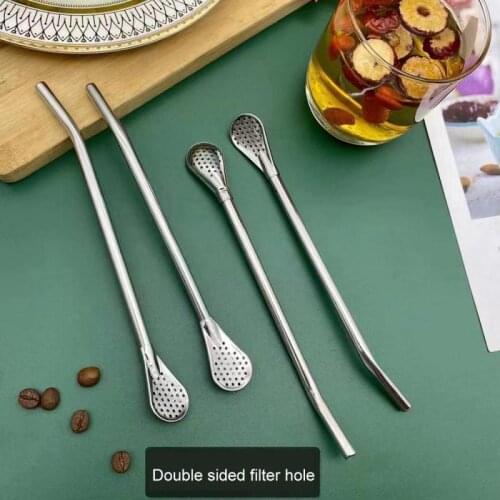 Spoon Washable Drinking Straw Filter Handmade Yerba Mate Stainless Steel Tea Bombilla Gourd Practical Drinks Tools Bar Accessory
