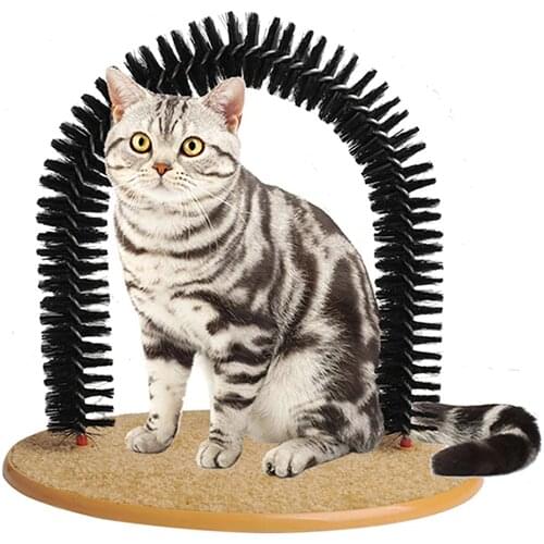 Pet Cat Massage Brush Toy Scratcher Comfortable Arch Cats Massager Grooming With Round Fleece Base Fur Cats Toys Scratcher