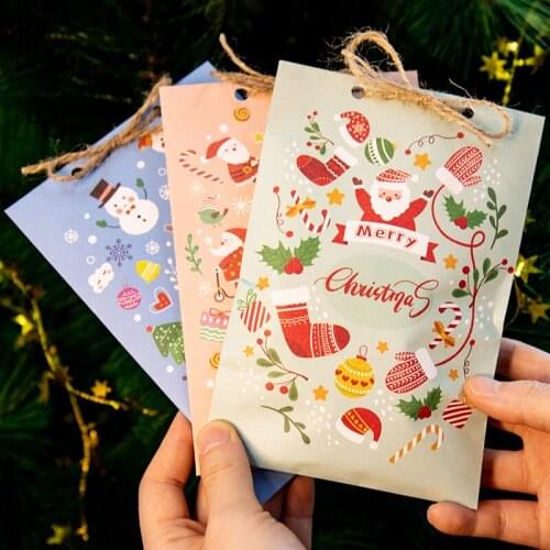 24Sets Merry Christmas Gift Bags Santa Claus Xmas Party Favor Bag Packaging Bag with Advent Calendar Number Sticker Clip Rope