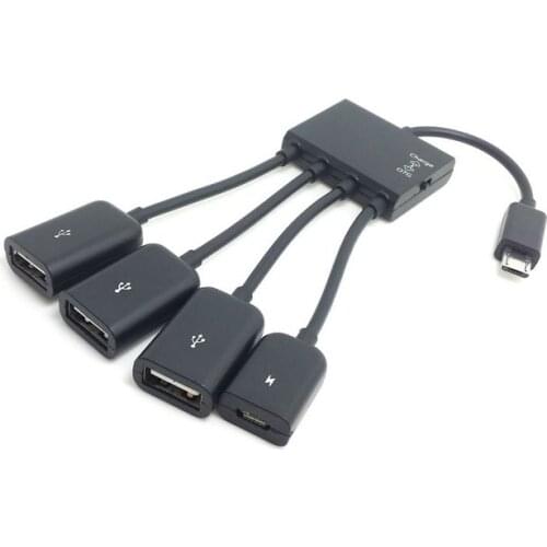 Micro USB OTG to USB2.0 3 Port Hub Adapter Cable with Power for Galaxy S5 i9600 Note3 N9000 Cell Phone & Tablet