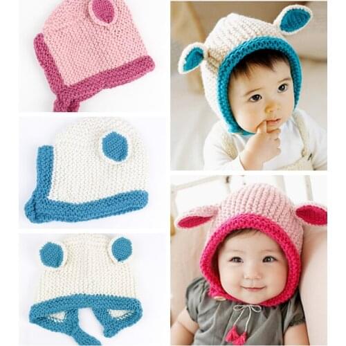 Cute Innovative Animal Shape Wool Hat Rabbit Ears Knitted Hat Baby Autumn and Winter Hat Beanie Caps Photography Props