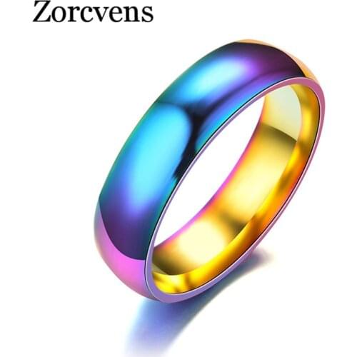 ZORCVENS Trendy Gold-color Womens Ring Magic Color Stainless Steel Wedding Engagement Rings