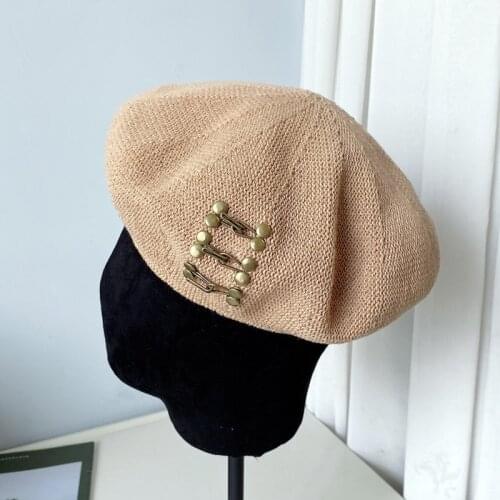 Fashion Mesh Beret Hats Korean Versatile Forward Hats Cool Walking Sun Hat Ladies Solid Color Beanie Summer Fadora Hat For Woman