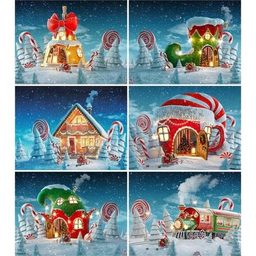 MomoArt Diamond Mosaic House Landscape New Arrival Diamond Painting Cartoon Cross Stitch Embroidery 5D DIY Winter Child Gift
